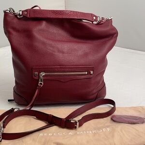 Rebecca Minkoff Slim Regan Hobo handbag in Bordeaux with nickel hardware